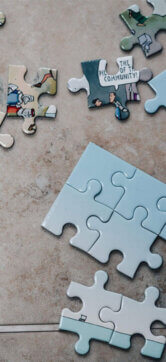 Puzzle pieces on a table